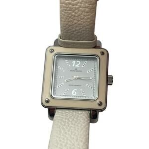 Anne Klein Womens Watch Cream/ White Adjustable Leather Band - New Battery